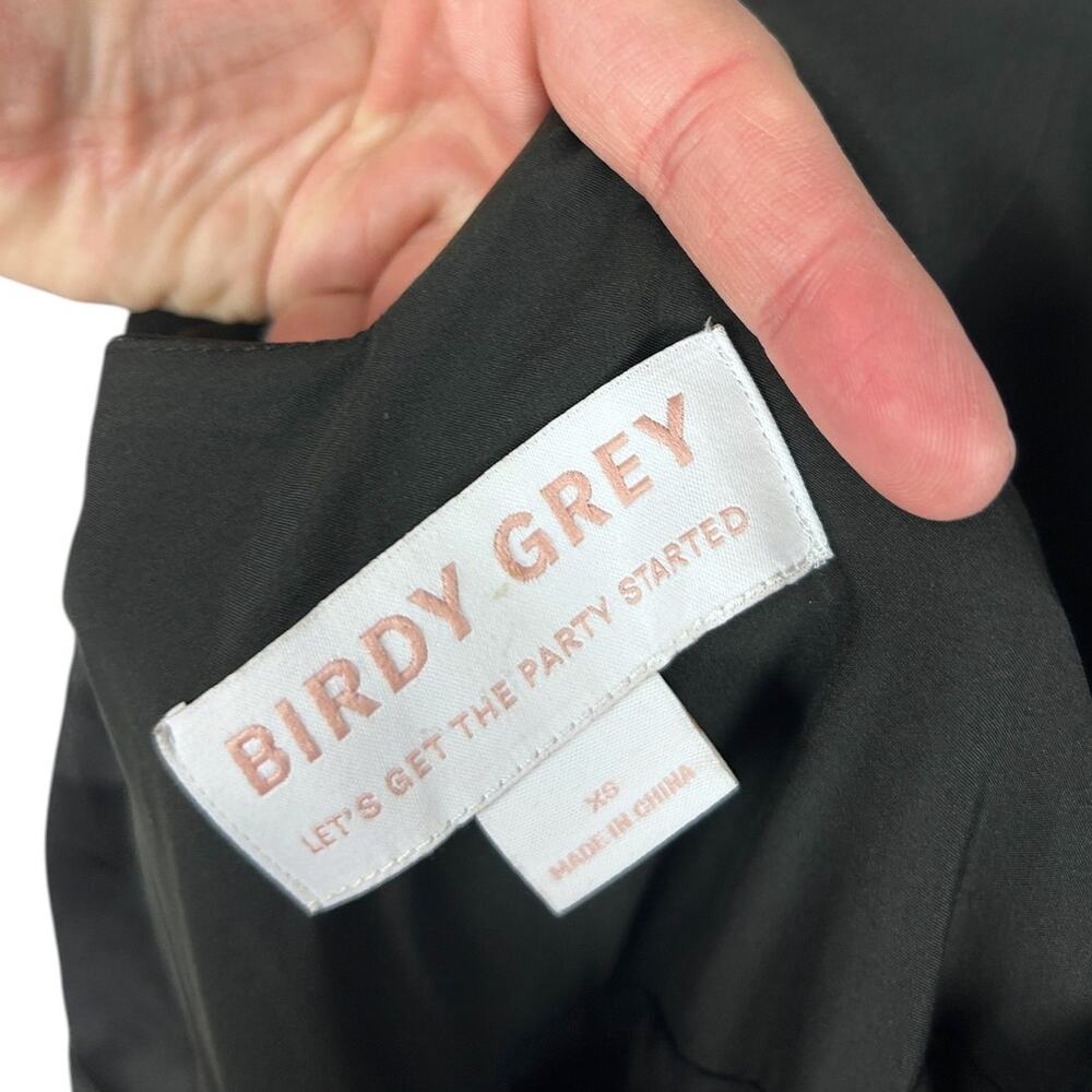 Birdy Gray Cindy Matte Satin Black Spaghetti Strap Black Wrap Dress XS - Picture 7 of 8